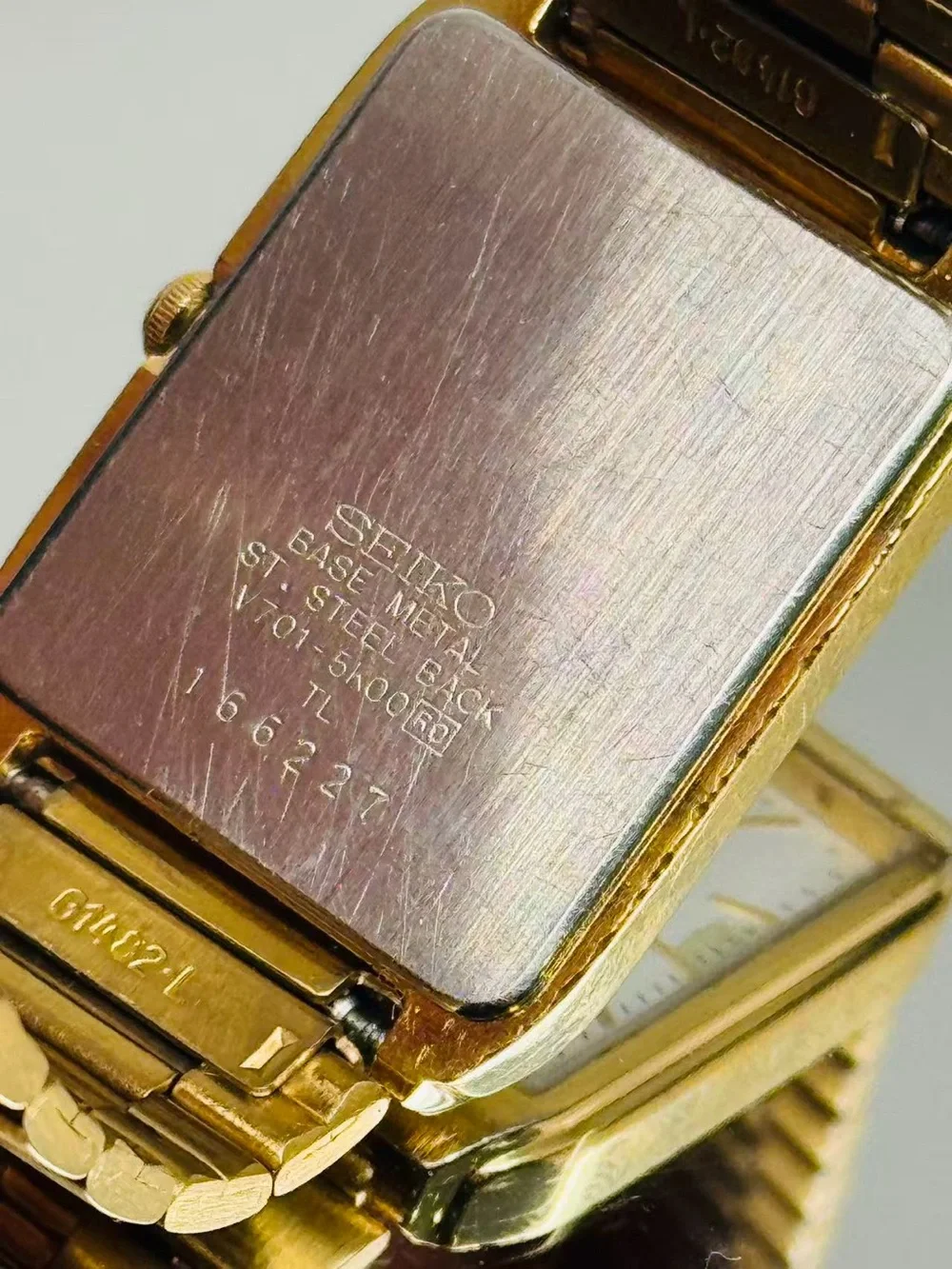 Vintage Seiko SX Quartz Gold Tone Rectangular Dress Men Watch Runs New Battery